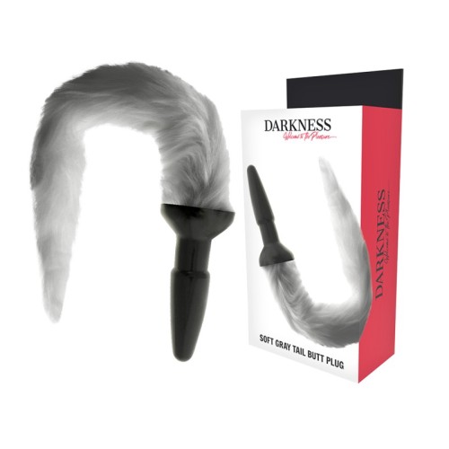 Darkness Silicone Anal Plug with Tail Grey