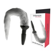 Darkness Silicone Anal Plug with Tail Grey
