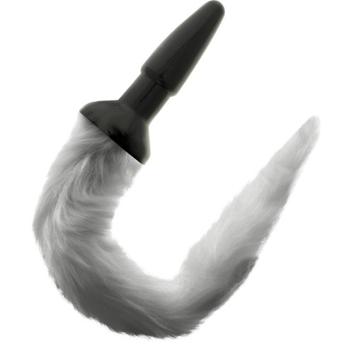 Darkness Silicone Anal Plug with Tail Grey