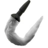 Darkness Silicone Anal Plug with Tail Grey