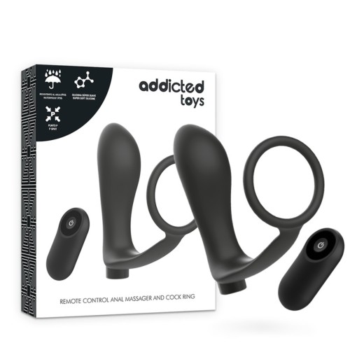 Cock Ring with Anal Plug Black