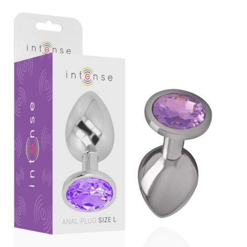 Intense Metal Anal Plug with Violet Crystal for Glamorous Pleasure