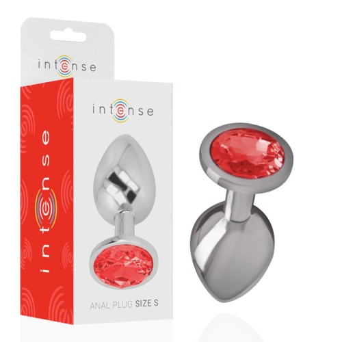 Intense Aluminum Anal Plug with Red Crystal - Size S
