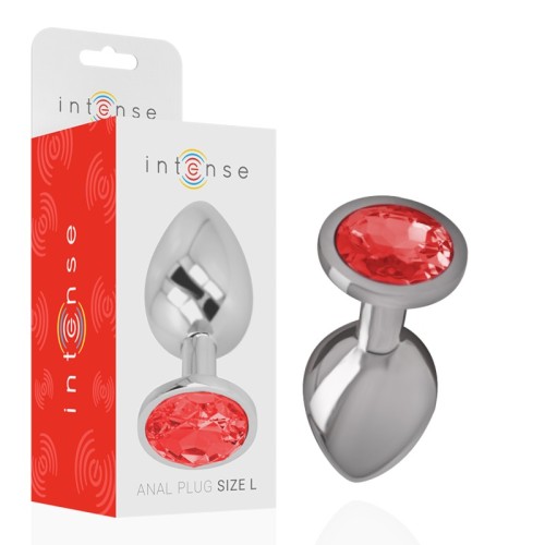 Intense - Plug Anal Metálico Con Cristal Rojo Talla L
