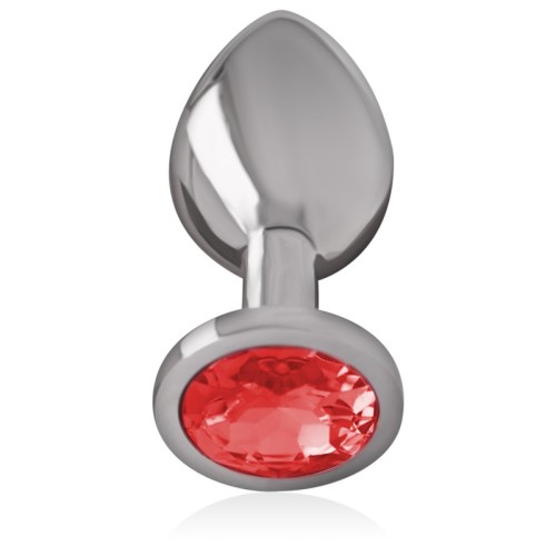 Intense Large Anal Plug Metal With Red Crystal