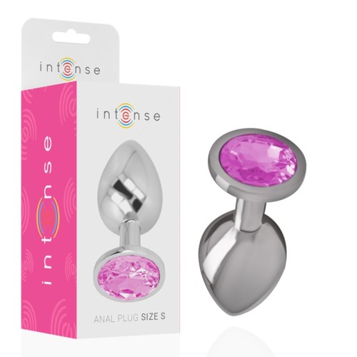 Intense Anal Plug with Pink Crystal Size S - High Quality Metal