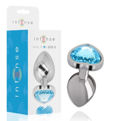 Intense Anal Plug with Blue Heart Gem