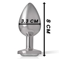 Intense Metal Anal Plug with Jewel - M Size