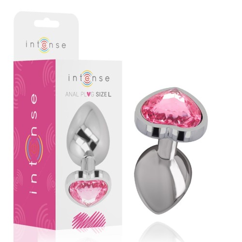 Intense Anal Metal Plug Heart Pink Size L