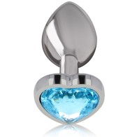 Plug Anal Metal Aluminio Corazón Azul Talla L Para Diversión Glamourosa