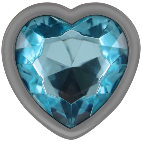 Plug Anal Metal Aluminio Corazón Azul Talla L Para Diversión Glamourosa