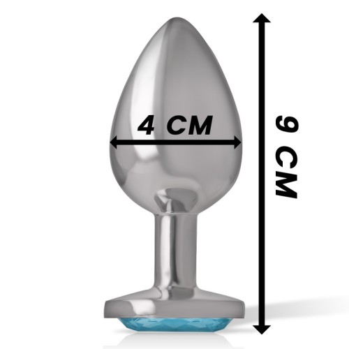 Plug Anal Metal Aluminio Corazón Azul Talla L Para Diversión Glamourosa
