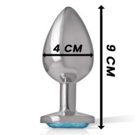 Plug Anal Metal Aluminio Corazón Azul Talla L Para Diversión Glamourosa