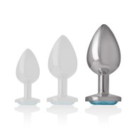 Plug Anal Metal Aluminio Corazón Azul Talla L Para Diversión Glamourosa