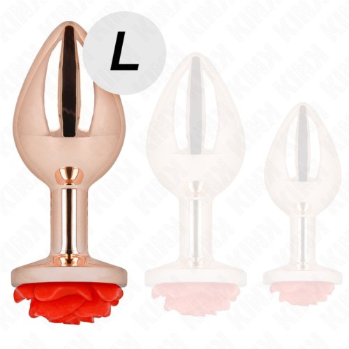 Kink Plug Anal Oro Rosado Con Adorno de Rosa Roja | Accesorio BDSM