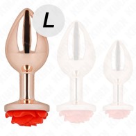 Kink Plug Anal Oro Rosado Con Adorno de Rosa Roja | Accesorio BDSM