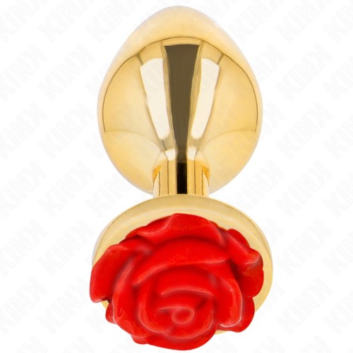 Gold Anal Plug with Red Rose for Sophisticated Play
