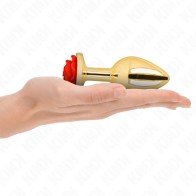 Gold Anal Plug with Red Rose for Sophisticated Play