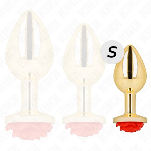 Kink Gold Anal Plug with Red Rose - Premium Sex Toy