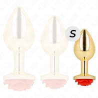 Kink Gold Anal Plug with Red Rose - Premium Sex Toy