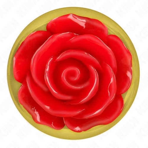 Kink Gold Anal Plug with Red Rose - Premium Sex Toy