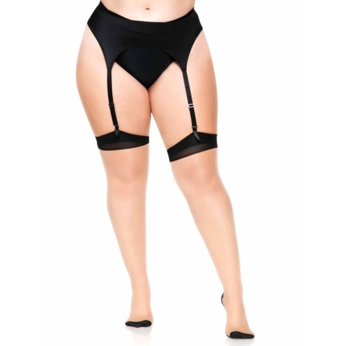 Leg Avenue Nude Thigh Highs with Cuban Heel - Elegant Lingerie