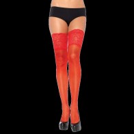 Elegant Red Lace Top Stockings