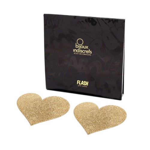 Bijoux Indiscrets Golden Heart Nipple Covers - Flash