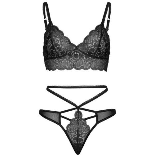 Leg Avenue 2 Piece Set with Double Strap Thong Black S/M