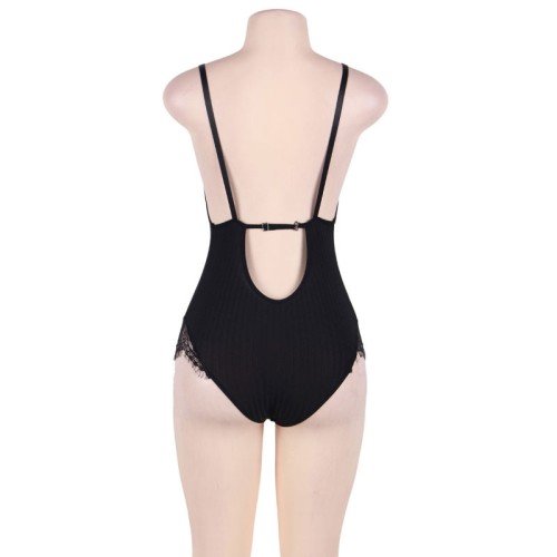 Sublime Striped Black Teddy for Plus Sizes