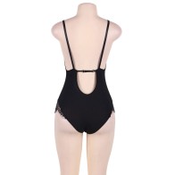 Sublime Striped Black Teddy for Plus Sizes