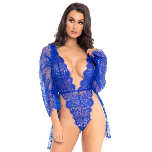 Leg Avenue Set with Teddy and Robe - Blue S