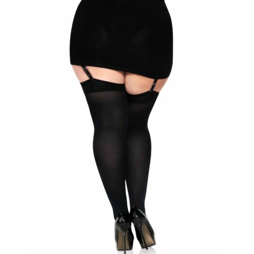 Leg Avenue High Thighs Bow Black Plus Size - Elegant Stockings