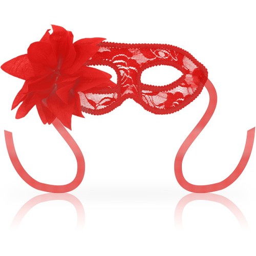 Máscara Con Encajes Y Flor Roja de Ohmama para Juegos Íntimos