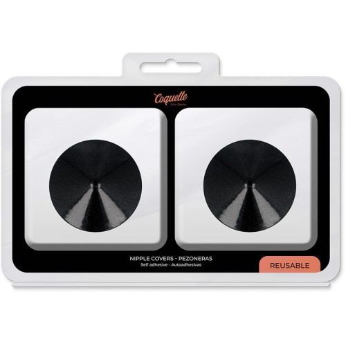 Coquette Chic Desire - Cubre Pezones Metal Circulos Negros para un Estilo Seductor