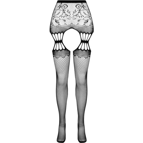 Passion S027 Stockings with Garter Black One Size