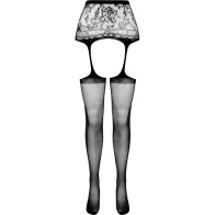 Passion - S028 Stockings with Garter Black One Size