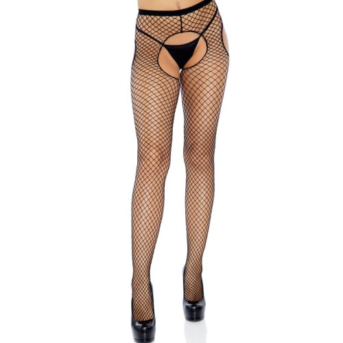 Leg Avenue Crotchless Fishnet Stockings Black - Seductive Lingerie