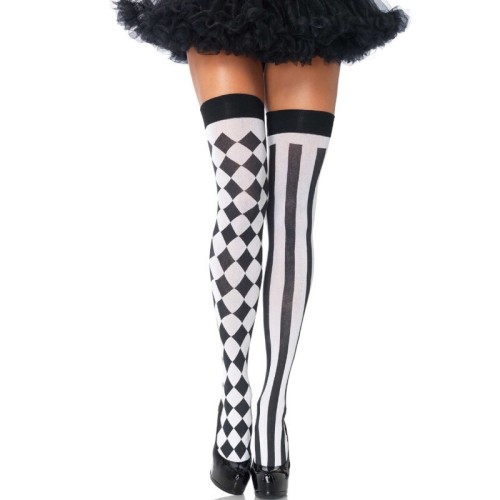Leg Avenue - Harlequin Thigh High Socks Black/White