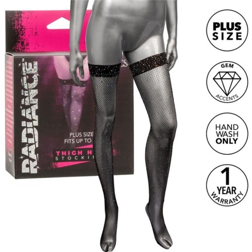 Radiance Thigh High Stockings with Rhinestones Plus Size