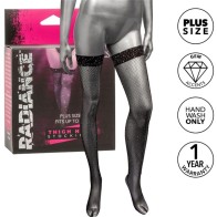 Radiance Thigh High Stockings with Rhinestones Plus Size