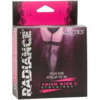 Radiance Thigh High Stockings with Rhinestones Plus Size