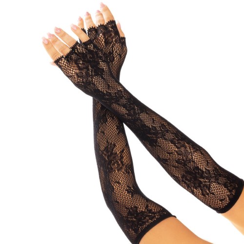 Leg Avenue Black Floral Fishnet Gloves