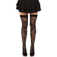 Leg Avenue Thigh High Fishnet Stockings with Wild Roses