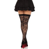 Leg Avenue Thigh High Fishnet Stockings with Wild Roses