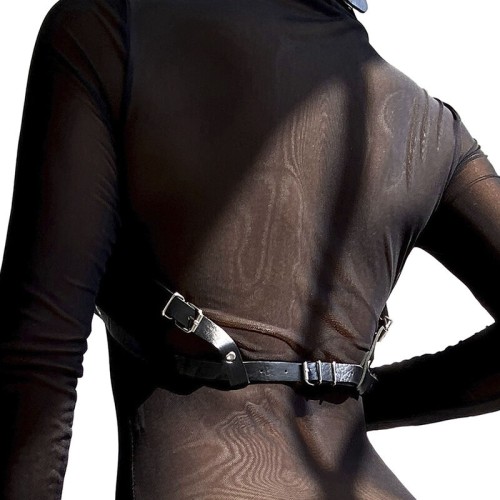 Arnés De Pecho Cuero Negro Subblime para Seducción Sexy