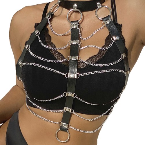 Subblime Black Leather Chest Harness - Bold Style