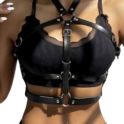 Subblime - Arnés De Pecho Anillas De Cuero Negro - Seducción Elegante