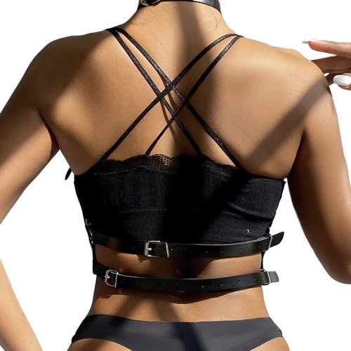 Subblime - Leather Chest Harness Black - Elegant Seduction