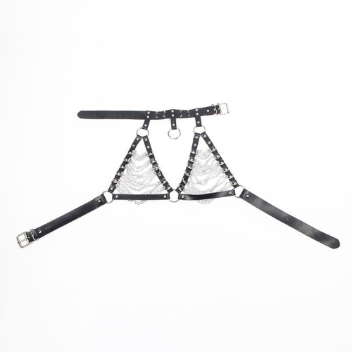 Arnés Sujetador & Collar Con Cadenas - Seducción Máxima